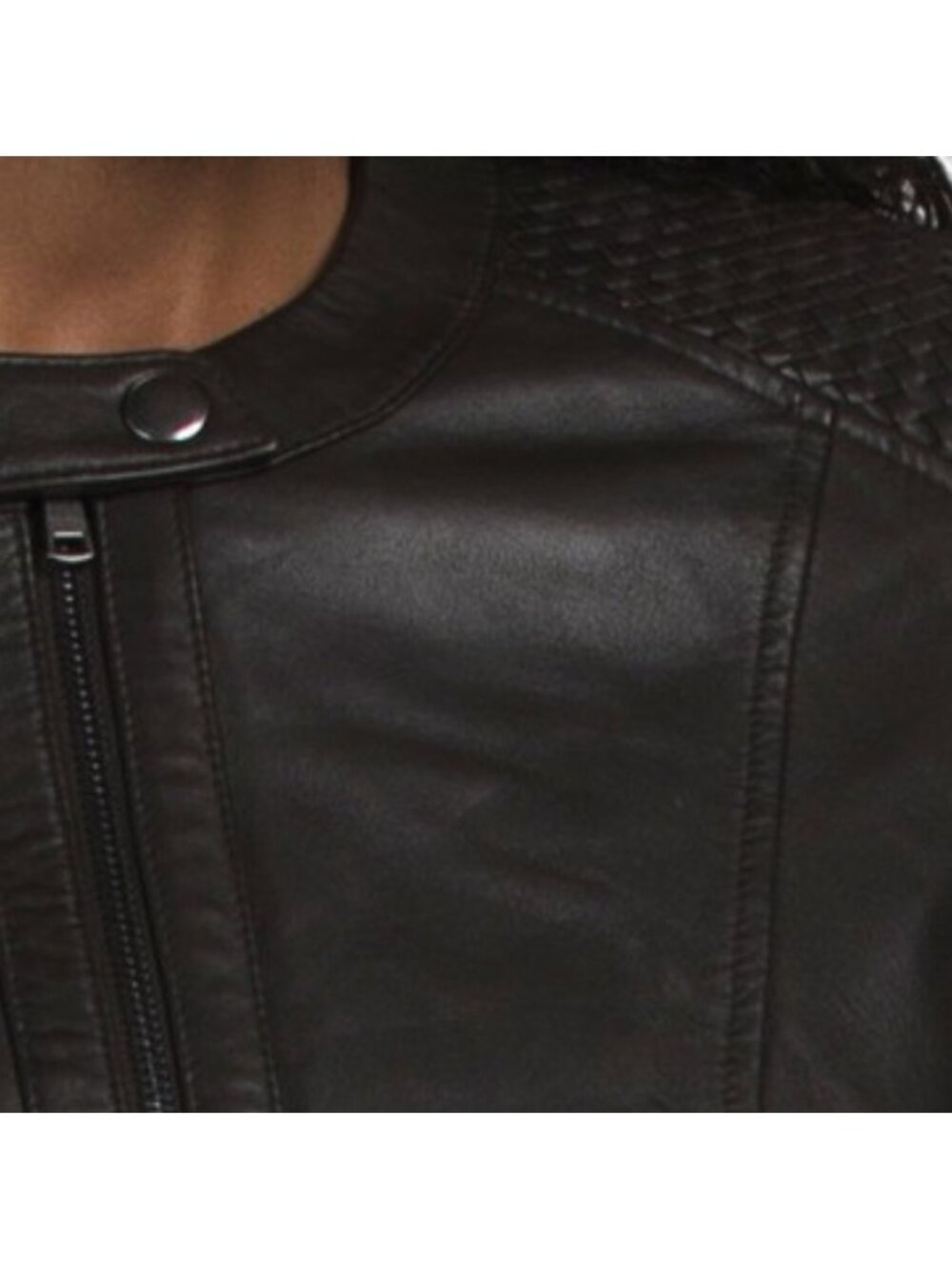 COLE HAAN Leather Jacket With Woven Details - Picture 3 of 3